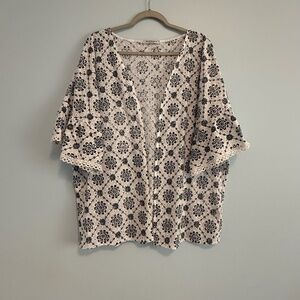 Valentina Maldi Embroidered Open Front Summer Cotton‎ Cardigan One Size